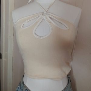 Yellow Halter tie top cut out